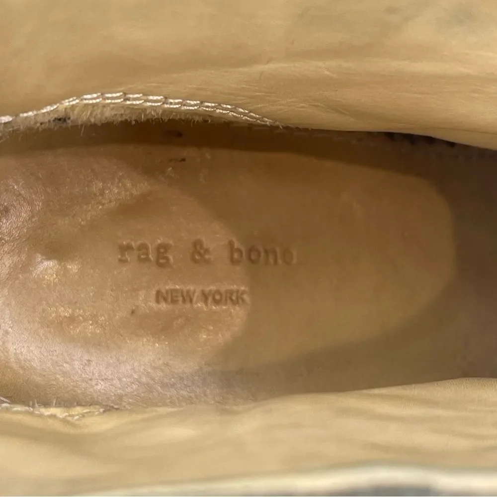 Rag & Bone Newbury Italian Canvas Stonewall Ankle Boot 7.5 Chunky Stacked Heel
